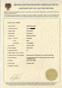 Heritage Certificate